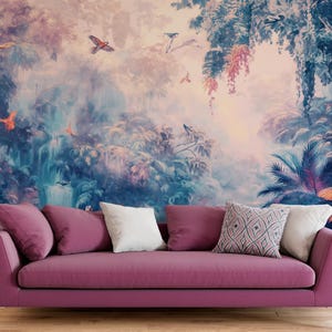 Fairy Tale tropical forest wallpaper, landscape wall mural, home decor, Removable, Peel and Stick or Non Self Adhesive (Vinyl), Wall Decor