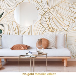 Luxus matte nicht-goldene (gelb/braun) und weiße Tapete, Blumenmuster, kleben und kleben, Wanddeko, abnehmbare Tapete