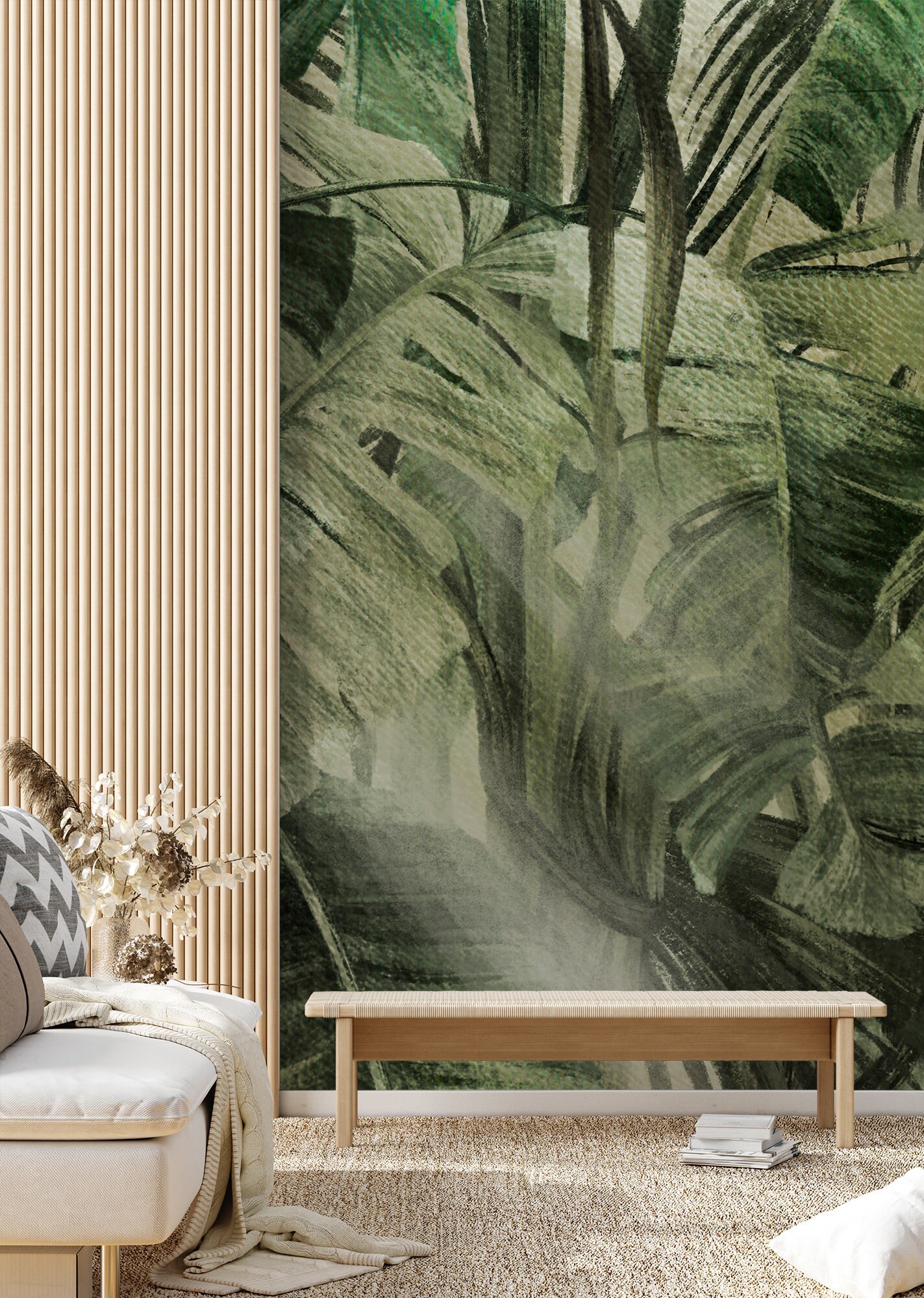 Tropical Leaves Wall Mural, Removable Peel and Stick Wallpaper (vinyl ...