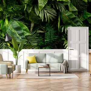 Wallpaper tropical leaves wallpaper, peel and stick, self adhesive, wall decor, Removable Wallpaper