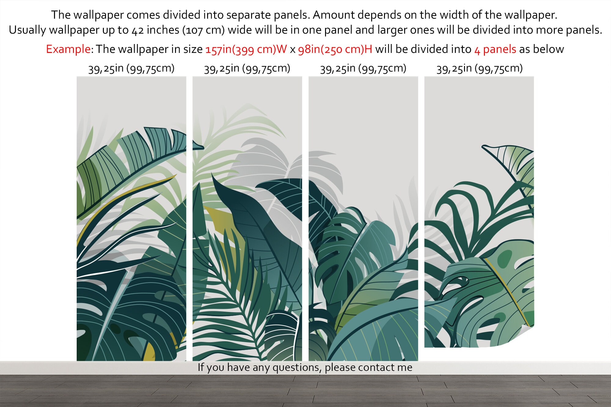 Green Tropical Forest Leaves Wall Mural (peel and Stick or Vinyl) - Etsy