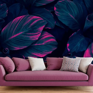 Tropical leaf wallpaper, Wall Mural, Removable, Self Adhesive (Peel&Stick), Non Self Adhesive (Vinyl), Wall Decor