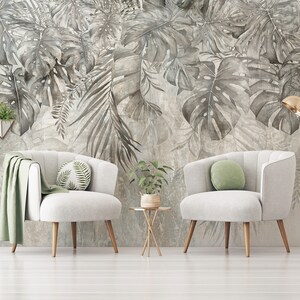 Tropical leaves and Trees Wallpaper, Wall Mural, Removable, Self Adhesive (Peel&Stick), Non Self Adhesive (Vinyl), Wall Decor