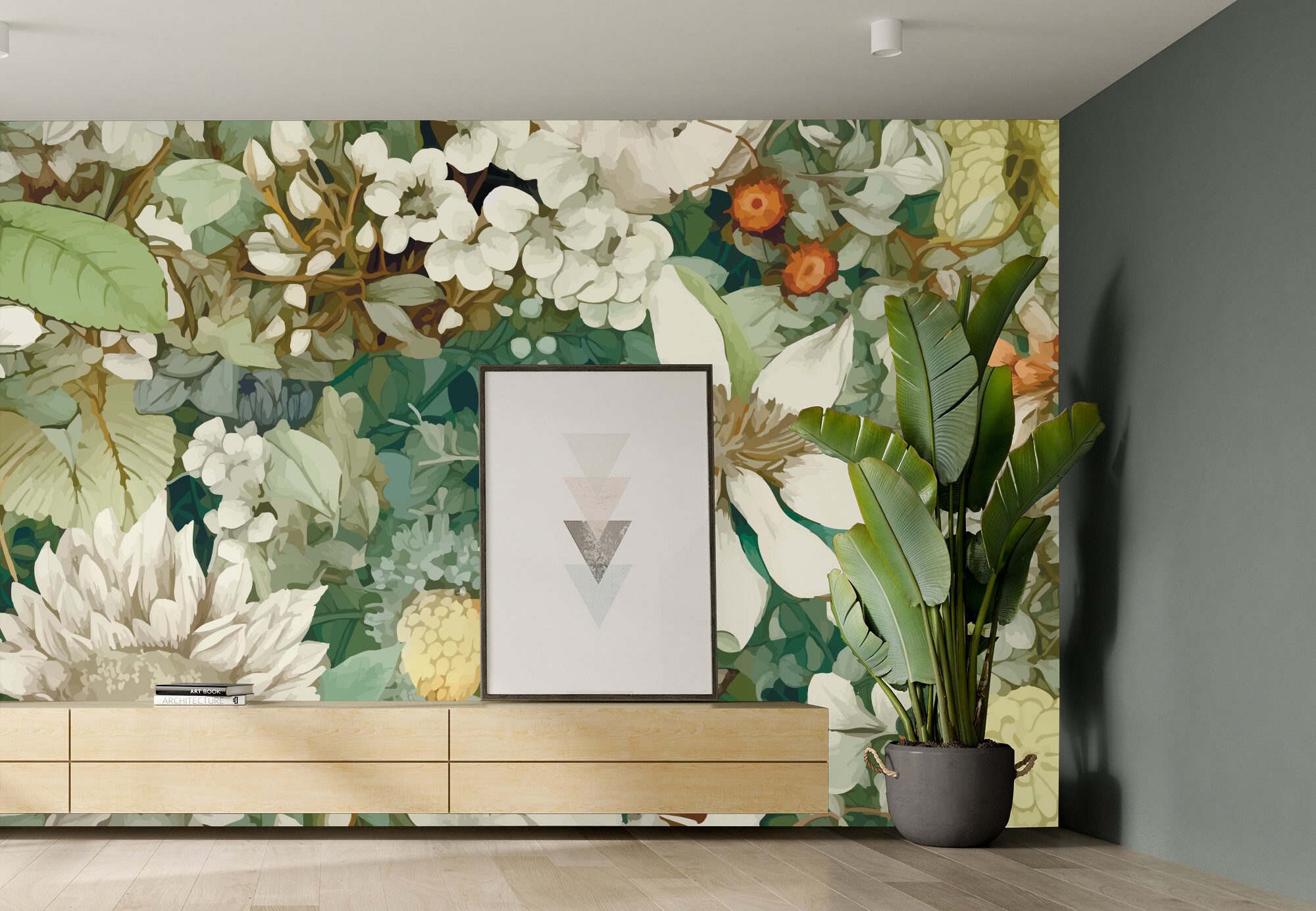 Floral Watercolor Wallpaper, Botanical Wall Art (peel and Stick or ...