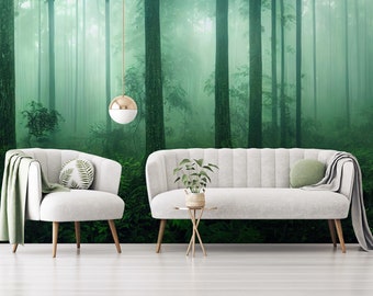 Jungle forest wallpaper, Wall Mural, Removable, Self Adhesive (Peel and Stick), Non Self Adhesive (Vinyl), Wall Decor