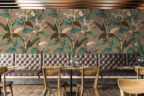 Vintage Botanical Wallpaper With Plants and Wild Forest Self - Etsy