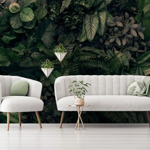 Nature green wallpaper, tropical leaf, floral jungle, peel and stick, self adhesive, wall decor, Removable Wallpaper