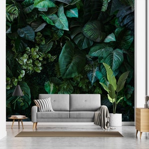 Carta da parati foglie verdi, motivo tropicale, decorazione murale, rimovibile, autoadesiva (stacca e incolla), non autoadesiva (vinile), decorazione da parete