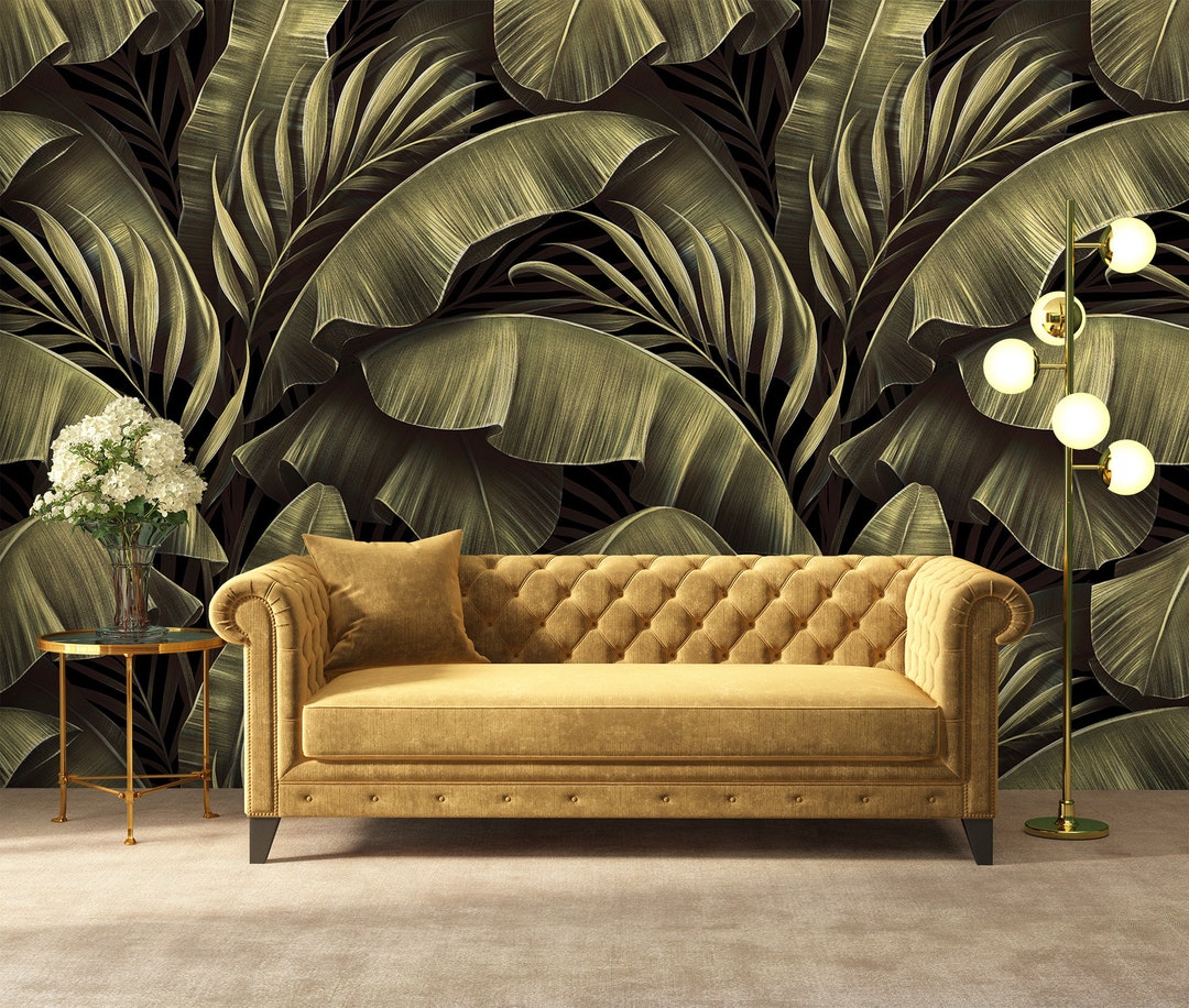 Tropical Banana Leaf Wallpaper, Removable Wall Mural (peel and Stick or ...
