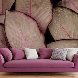 Abstract leaves wallpaper, Wall Mural, Removable, Self Adhesive (Peel&Stick), Non Self Adhesive (Vinyl), Wall Decor