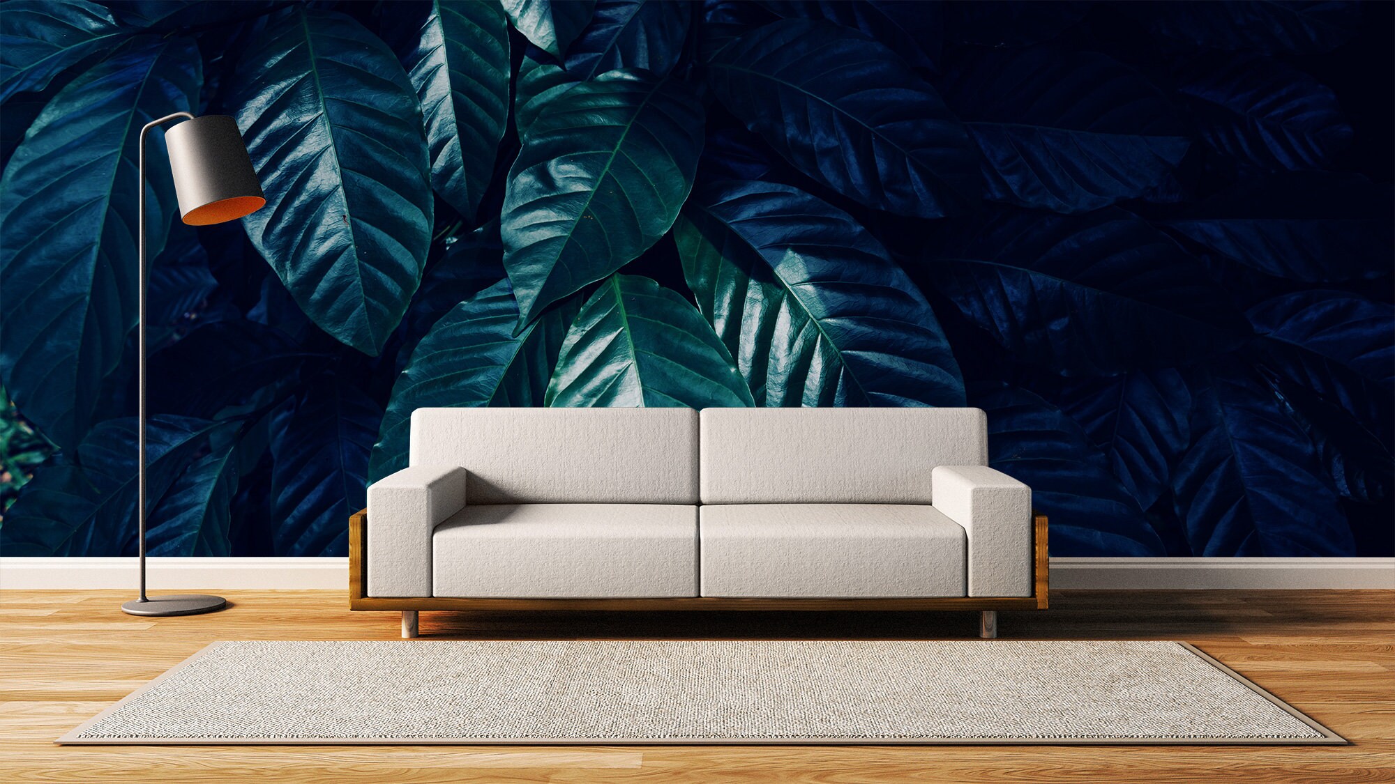 Tropical Leaf Wall Mural, Dark Botanical Peel and Stick Wallpaper ...