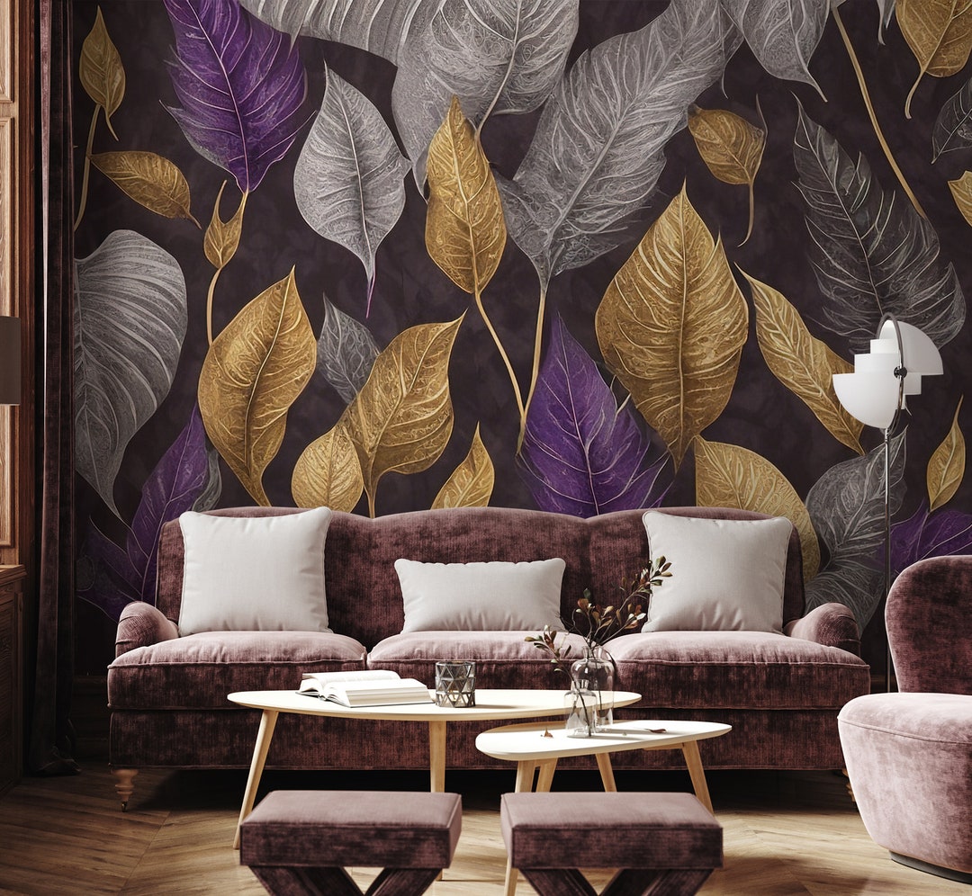 Dark Tropical Leaves Wallpaper, Removable Peel and Stick Wall Mural - Etsy