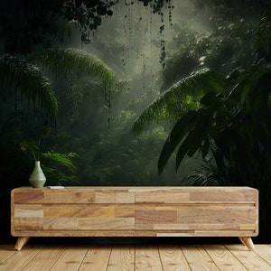 Dark tropical forest wallpaper, Removable, Wall Mural, Self Adhesive (Peel and Stick), Non Self Adhesive (Vinyl/Traditional)