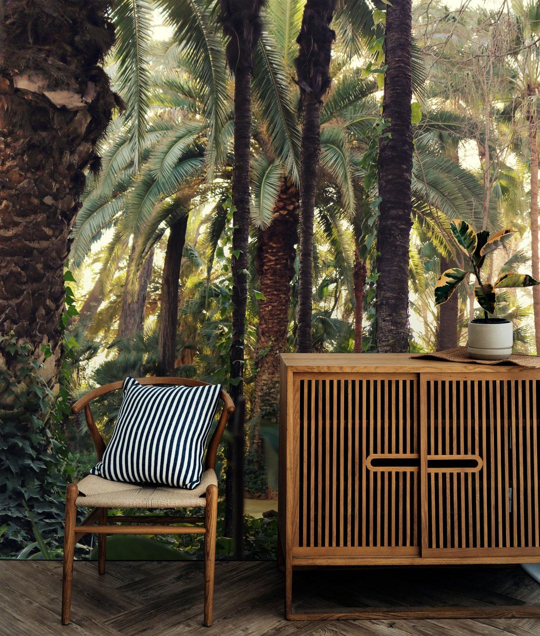 Tropical Palm Forest Wallpaper, Jungle Wall Mural, Peel and Stick ...