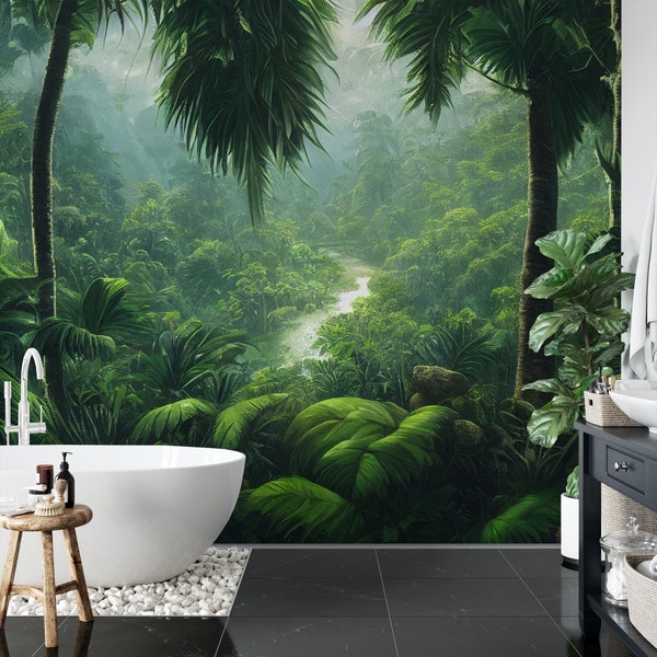 Landscape wallpaper, tropical forest, Wall Mural, Removable, Self Adhesive (Peel&Stick), Non Self Adhesive (Vinyl), Wall Decor