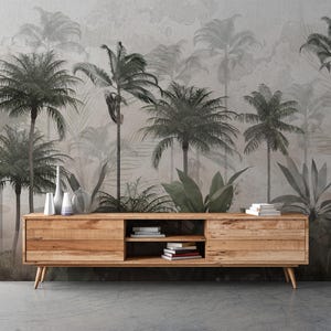 Tropical wallpaper, palm leaves wall mural, home decor, Removable, Peel and Stick or Non Self Adhesive (Vinyl), Wall Decor