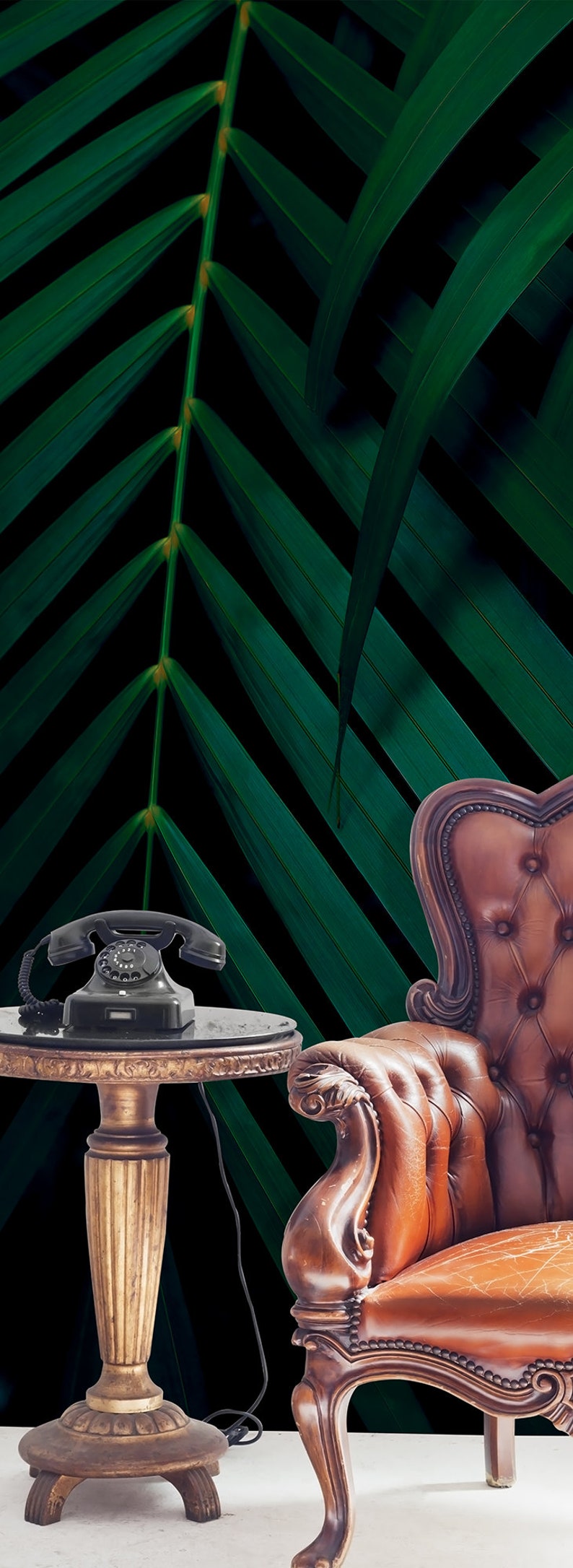 Dark Tropical Palm Leaf Wallpaper, Jungle Wall Mural (peel and Stick ...