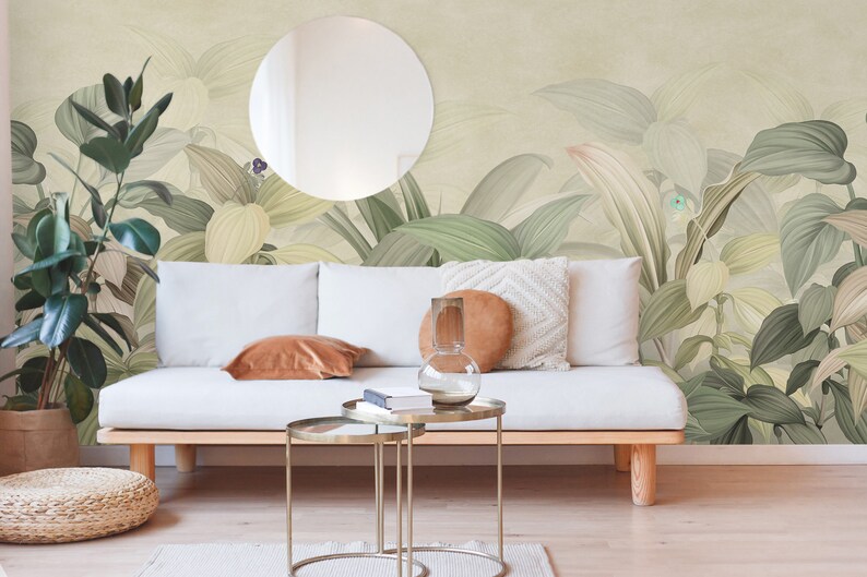 Tropical Botanical Wall Mural, Removable Peel and Stick Wallpaper - Etsy