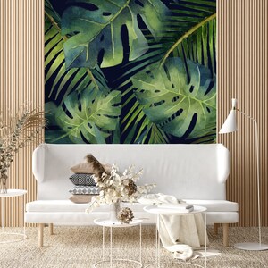 Watercolor Tropical Leaves Wallpaper, Peel and Stick Wall Mural (self ...