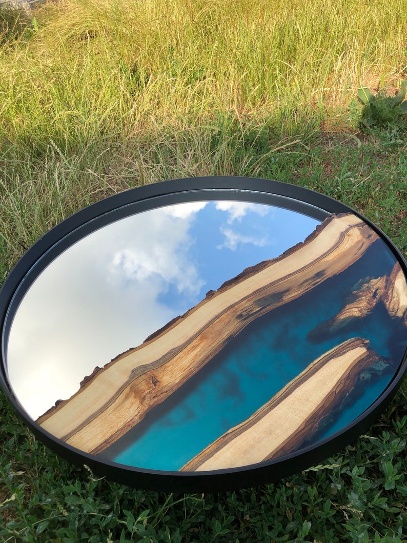 Live Edge Mirror Wooden Mirror Resin Epoxy Mirror Walnut Etsy