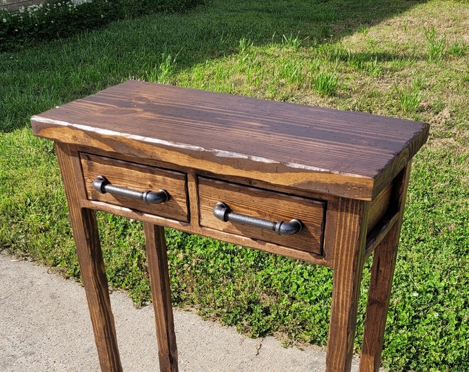 Tall Rustic Distressed Entryway Table With Drawers Tall Etsy