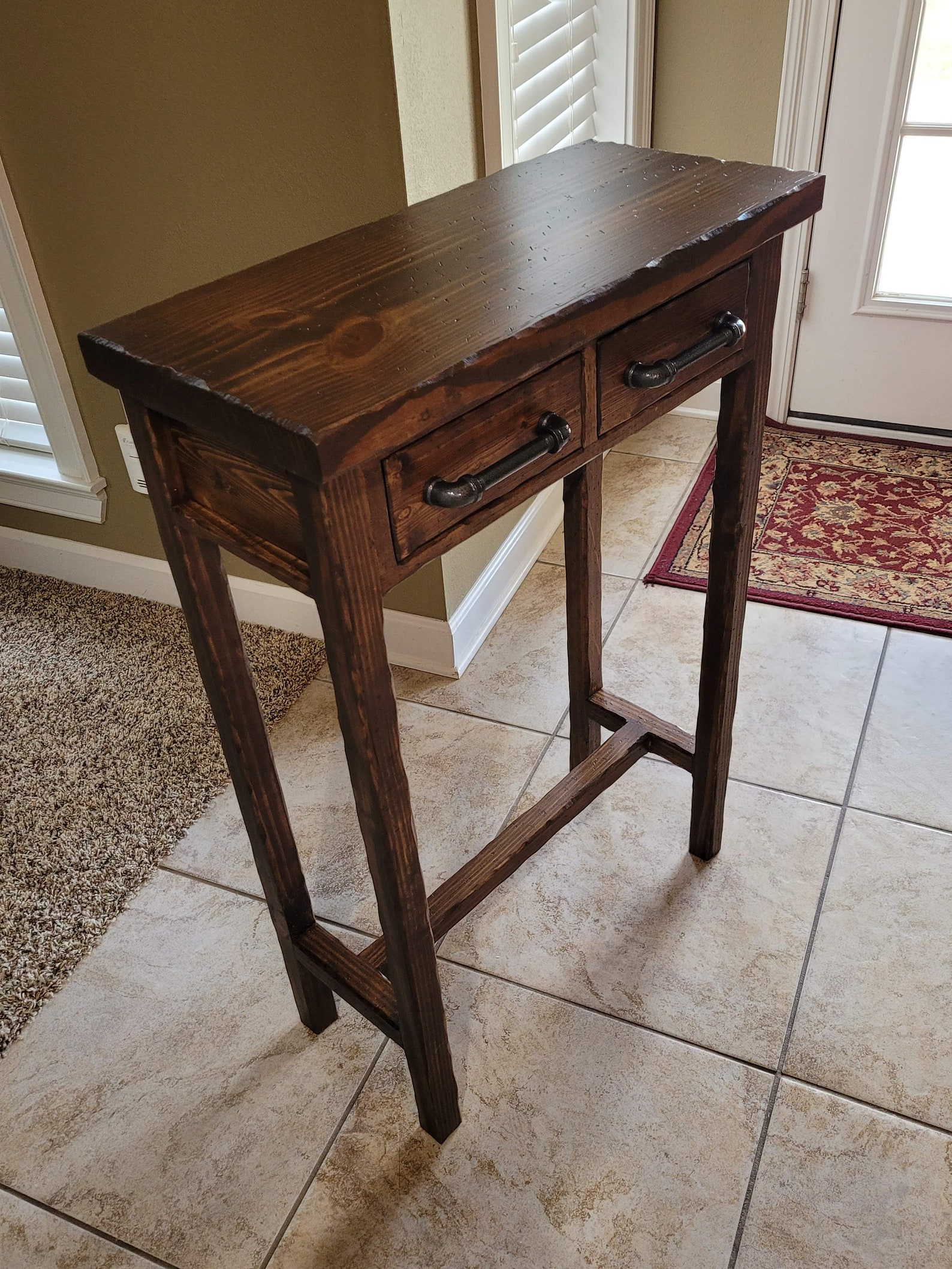 Tall Rustic Distressed Entryway Table with Drawers Tall | Etsy
