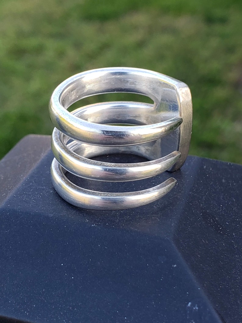3 Tine Silver Fork Ring Fork Ring Stackable Rings Etsy