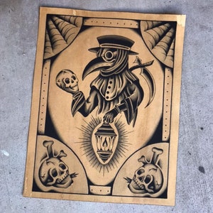 Plague Doctor American Traditional Tattoo Flash Print