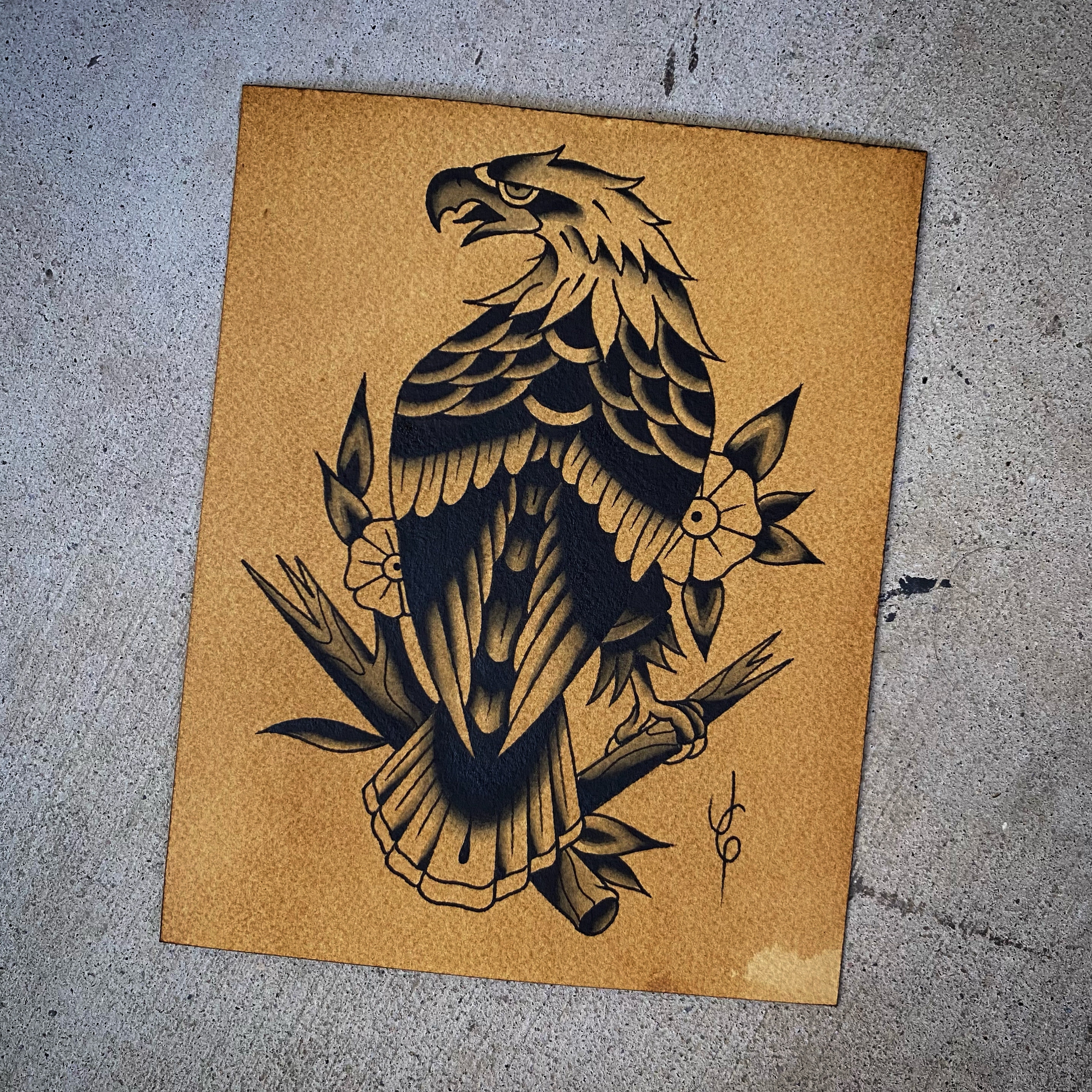 old school eagle tattoo flash