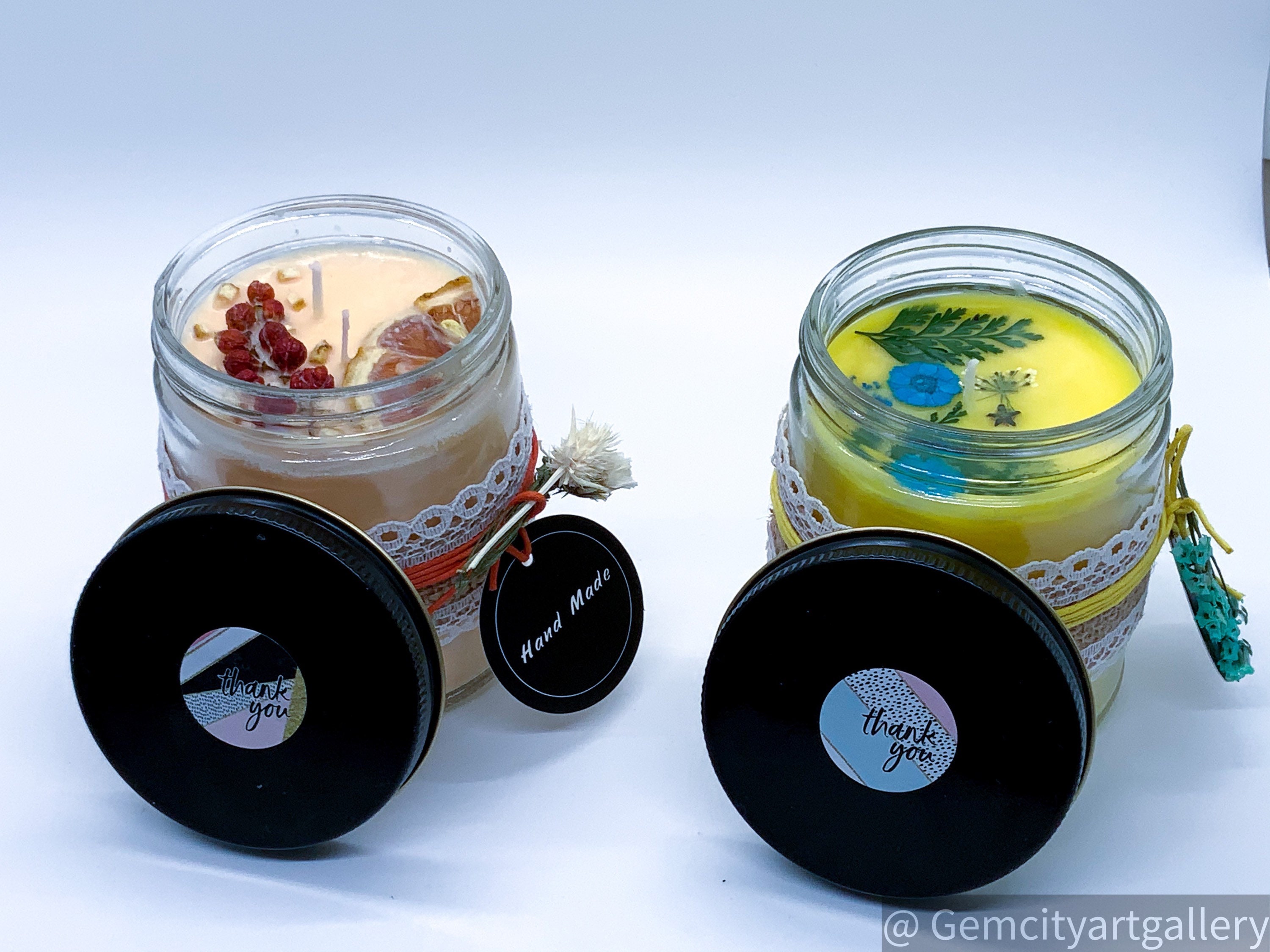 Scented container candles with real flowers Etsy