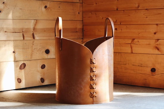 16in London Tan Leather Basket