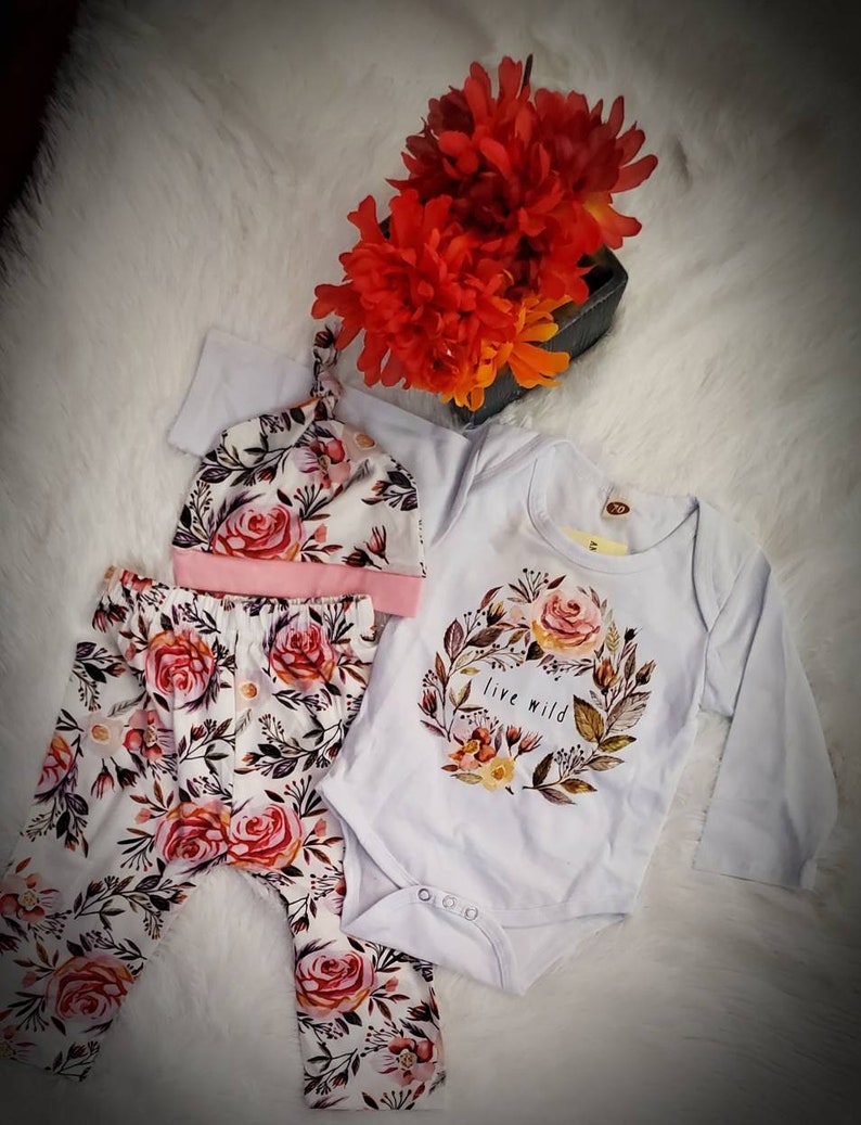 3 piece set Newborn baby girl outfit coming home baby girl clothes