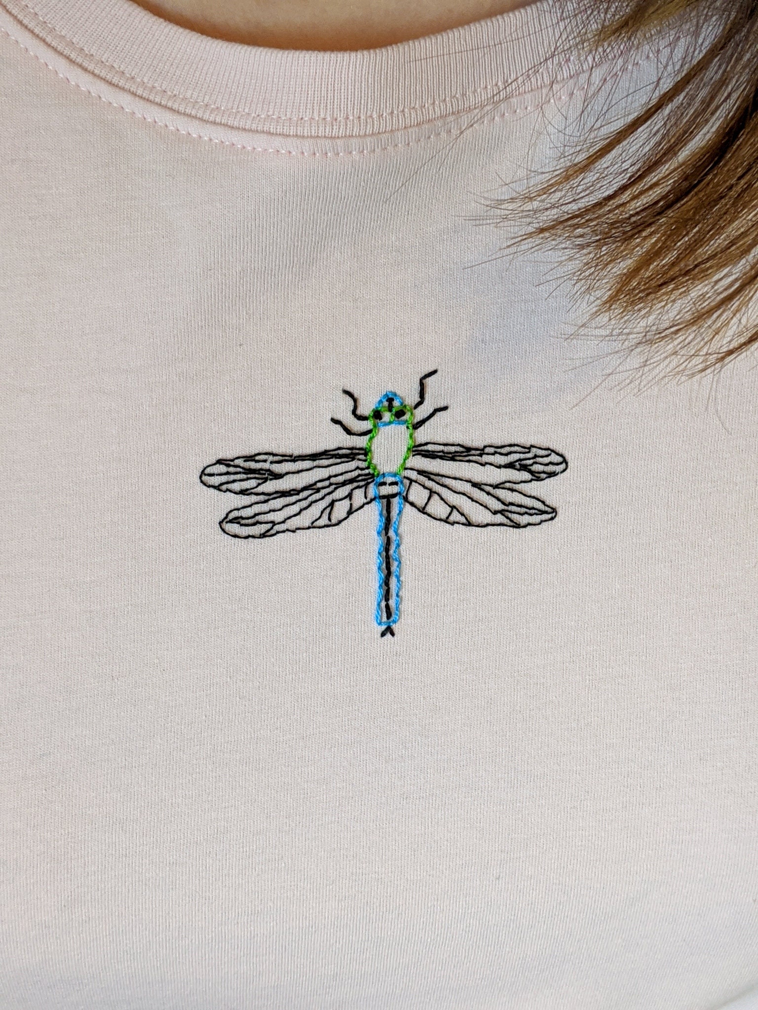 Hand embroidered dragonfly t-shirt organic cotton top unique | Etsy