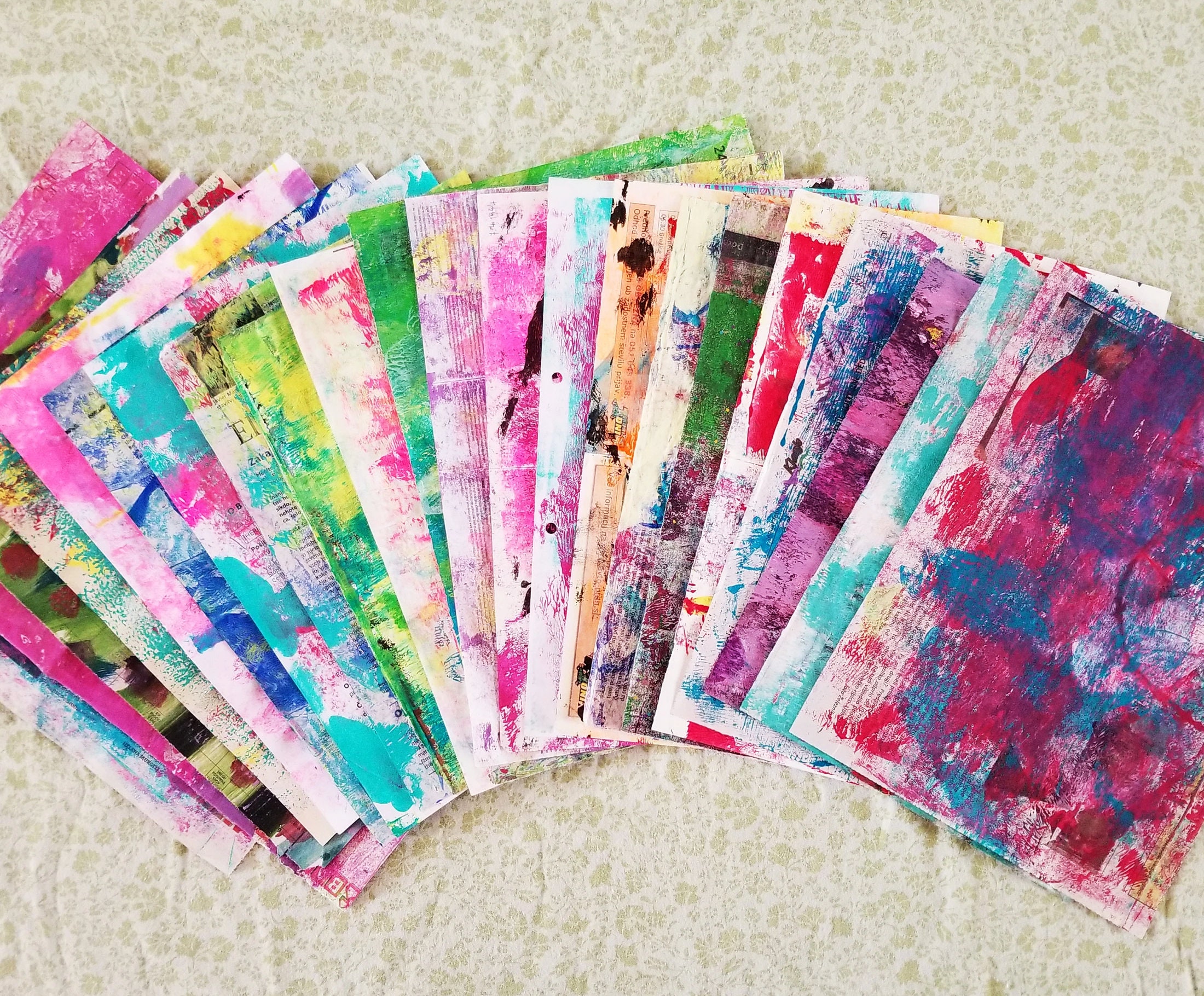 20 x Original Mixed Media Upcycled Painted Papers