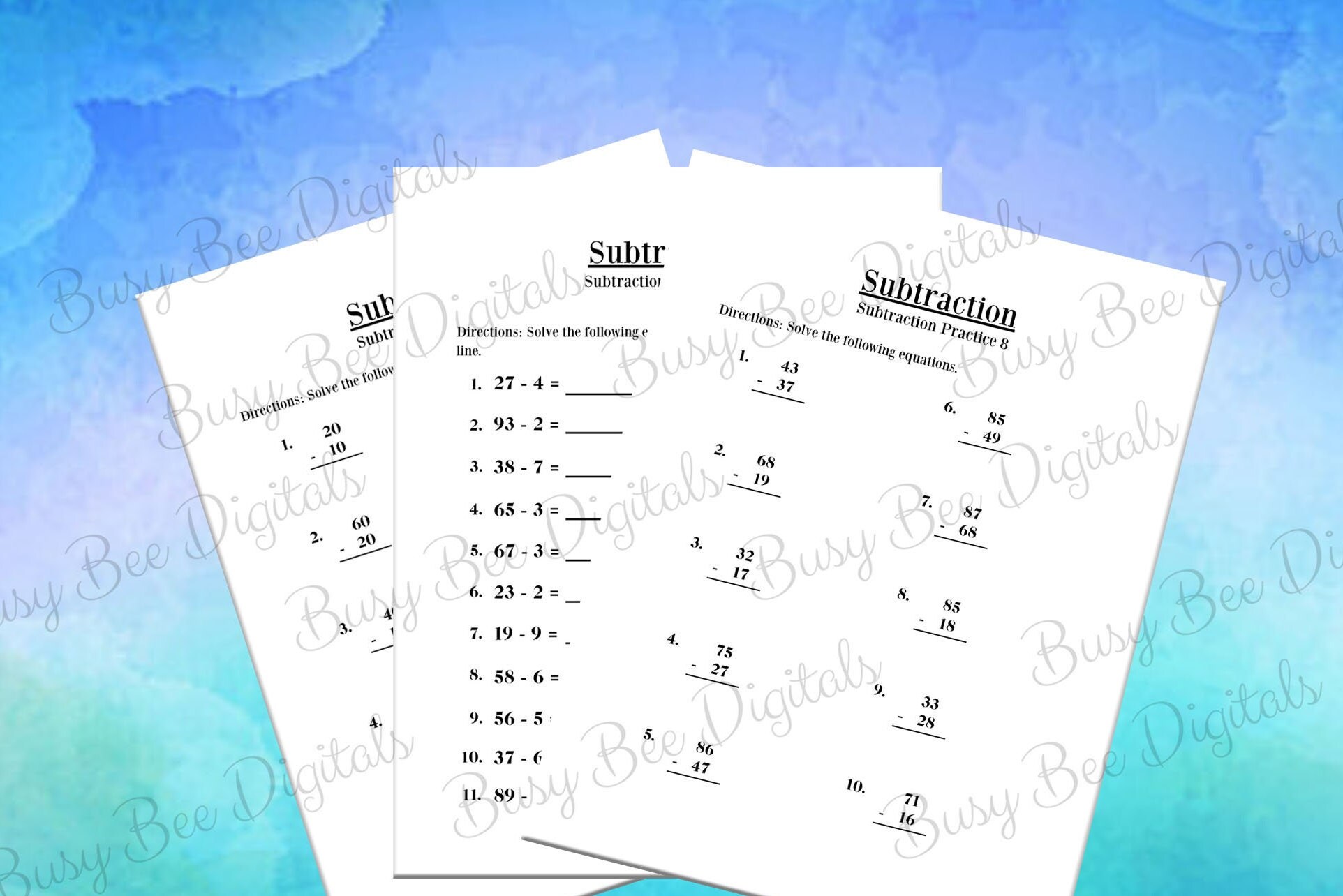 Grade 2 Math - Subtraction Worksheets Printable , Math Practice