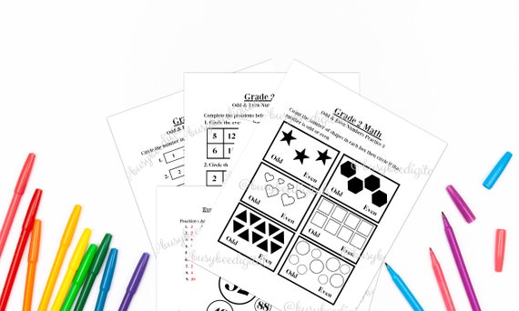 grade 2 3 math even odd numbers practice worksheet digital etsy