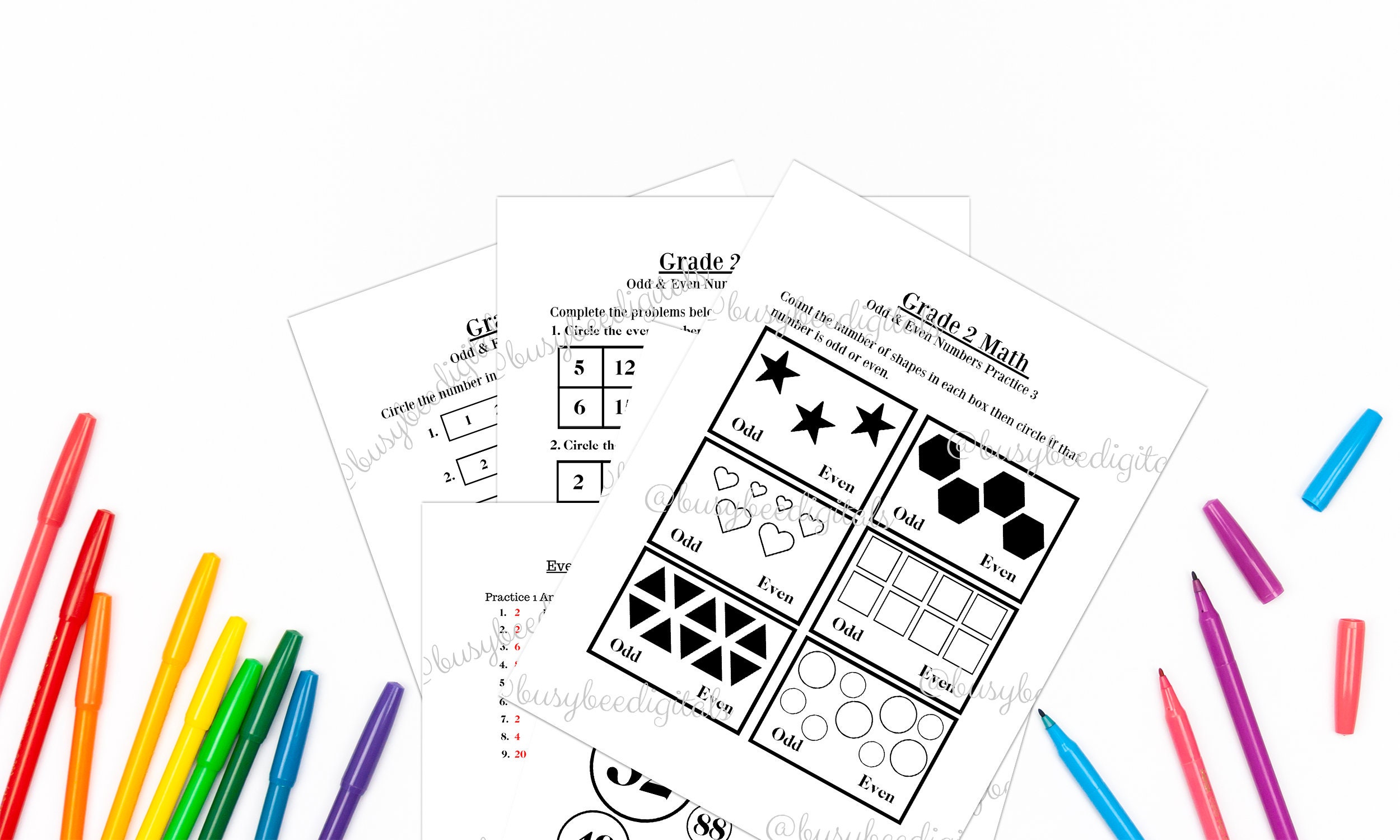 grade 2 3 math even odd numbers practice worksheet digital etsy
