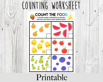 Counting Activity For Kids - Digital Download, Counting Worksheet, Homeschool, Preschool, Kindergarten Worksheet