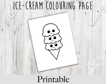 Ice-Cream Colouring Page - Digital Download, Colouring Pages For Kids, Activity For Kids, Homeschool Activity, Fun Activity For Kids