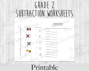 Grade 2 Math - Subtraction Worksheets Printable , Math Practice , Homeschool Activity , 2nd Grade Math, Extra Subtraction Practice