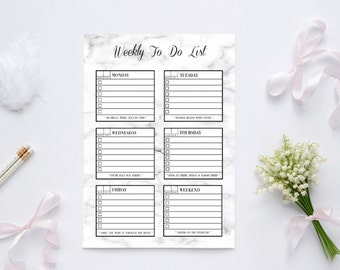 Printable Weekly Planner, Weekly To Do List, To Do List, Instant Download, Week At A Glance, Weekly Schedule, Planner Printable