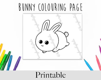 Bunny Colouring Page - Digital Download, Colouring Pages For Kids, Activity For Kids, Homeschool Activity, Fun Activity For Kids