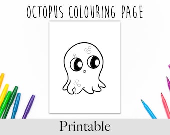 Octopus Colouring Page - Digital Download, Colouring Pages For Kids, Activity For Kids, Homeschool Activity, Fun Activity For Kids