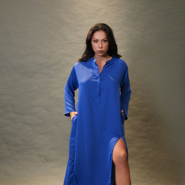 Maxi Kaftan Slit Dress - Beach Cover Up