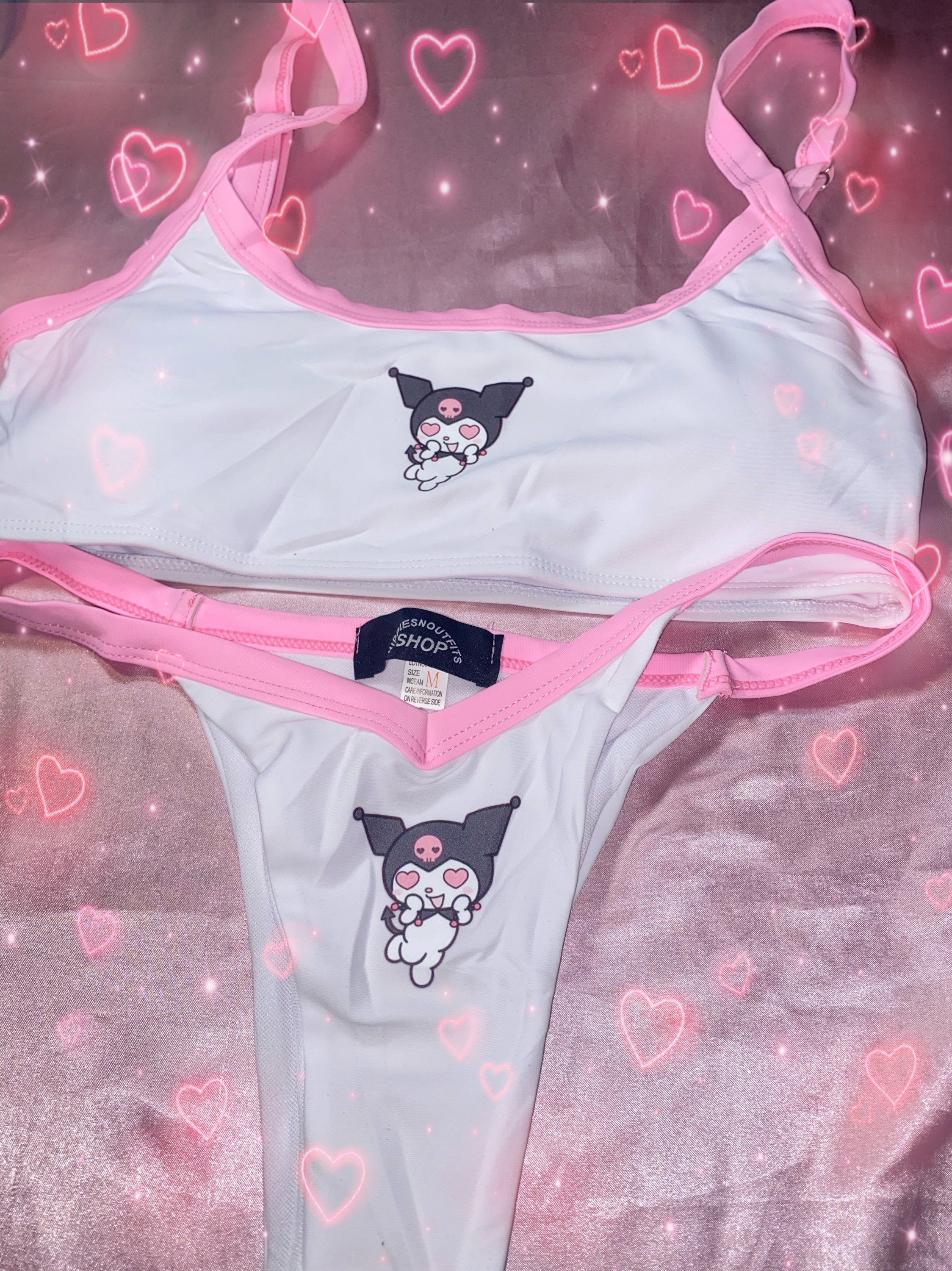 Hallo Kitty / Kuromi Bralette Tanga Set Etsy