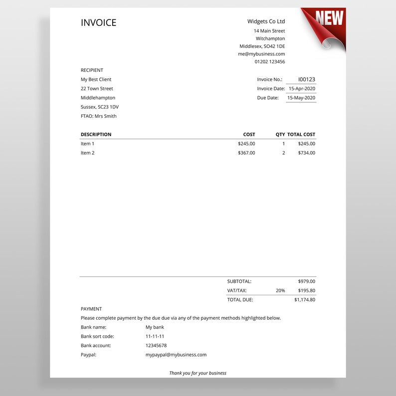 invoice template google sheets editable instant download etsy