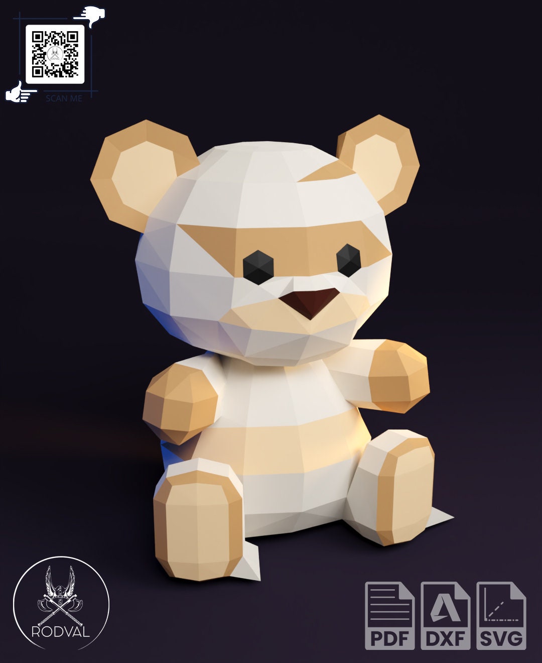 DIY Teddy Bear Papercraft PDF SVG Template for Creating 3D 