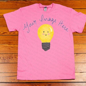 Gildan 5000 Azalea Mock Up Image Unisex Tshirt Wood Flooring Background