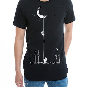 Astronout climbing to the moon T shirt, Astronout to the moon and back kids woman men gift T shirt, Cosmos galaxy fly cosmic astronout gift