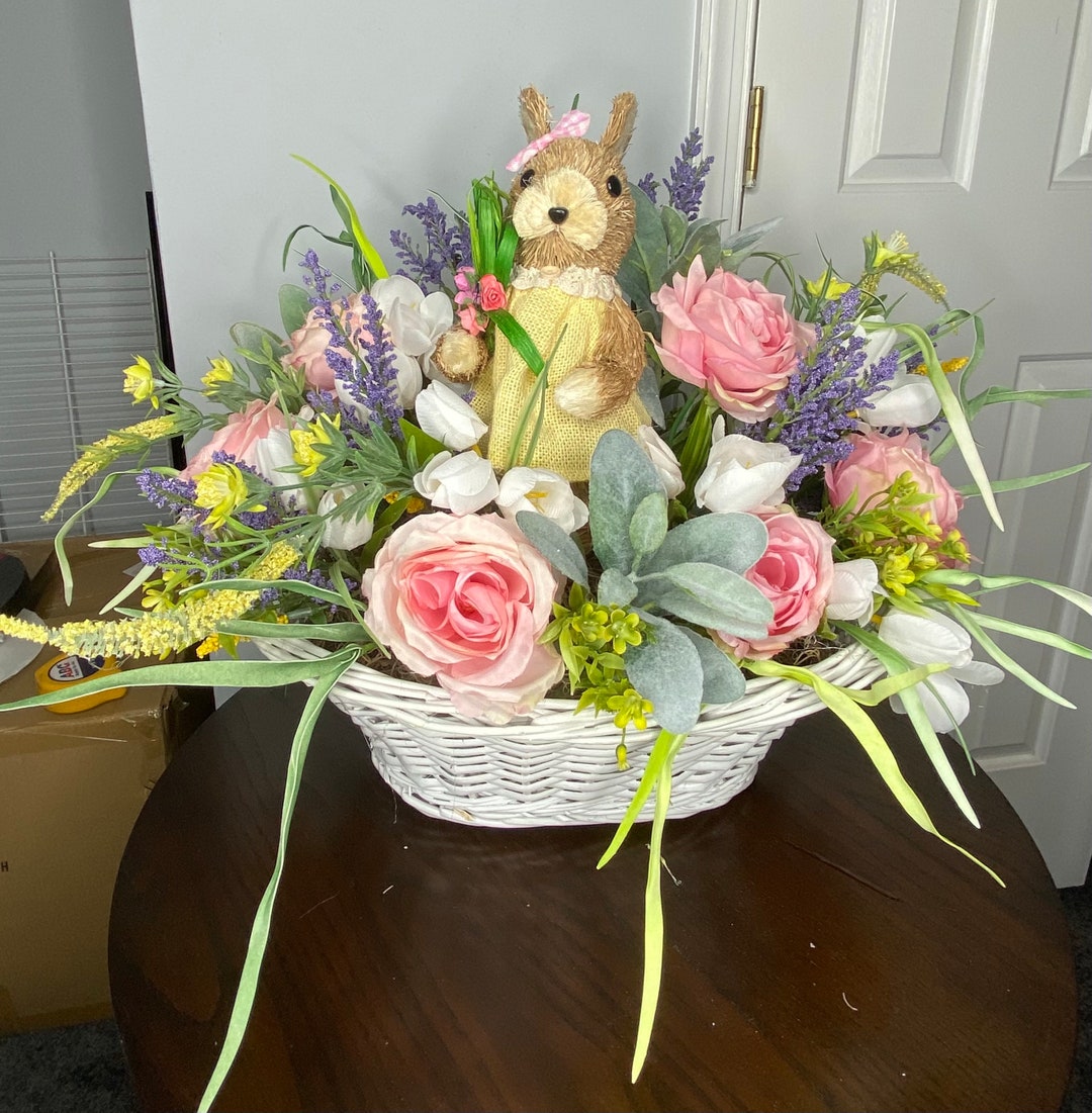 Easter Floral Arrangement Easter Bunny Arrangement Easter - Etsy